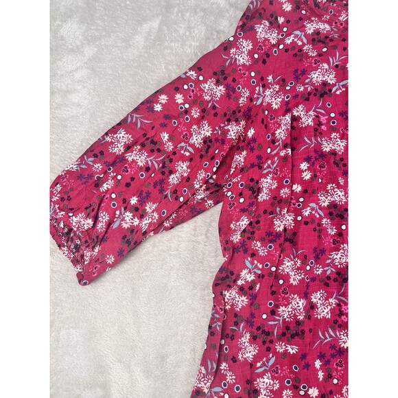 Lane Bryant Red Blouse Plus Size 16 Long Sleeve Floral SIlky Pullover Top NWT - Picture 3 of 6